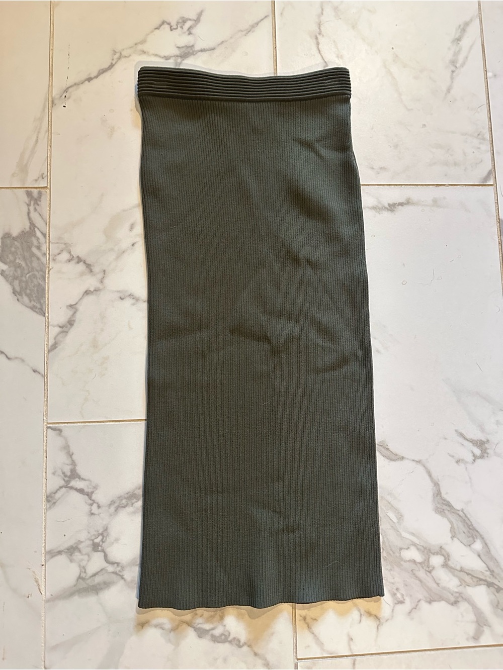MICHAEL Michael Kors Olive Green Ribbed Midi Skirt